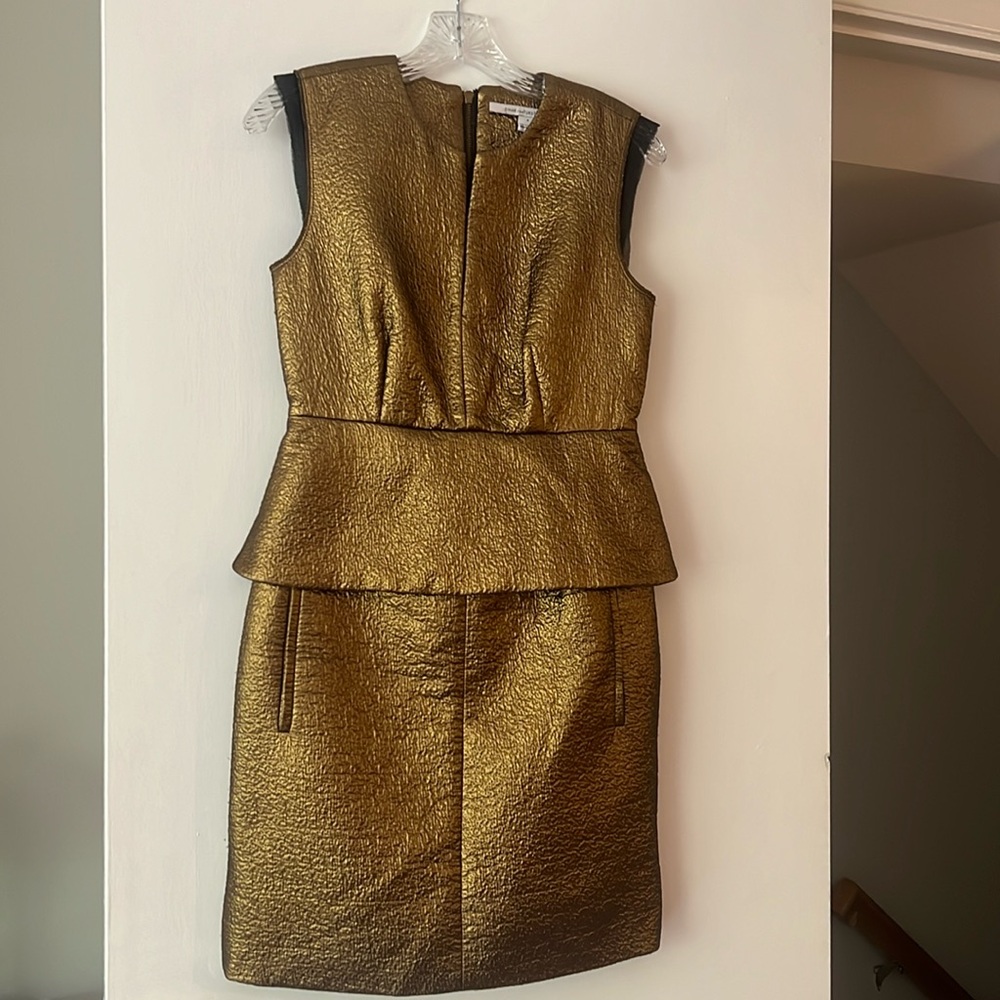DVF Diane Von Furstenberg gold cocktail dress 4